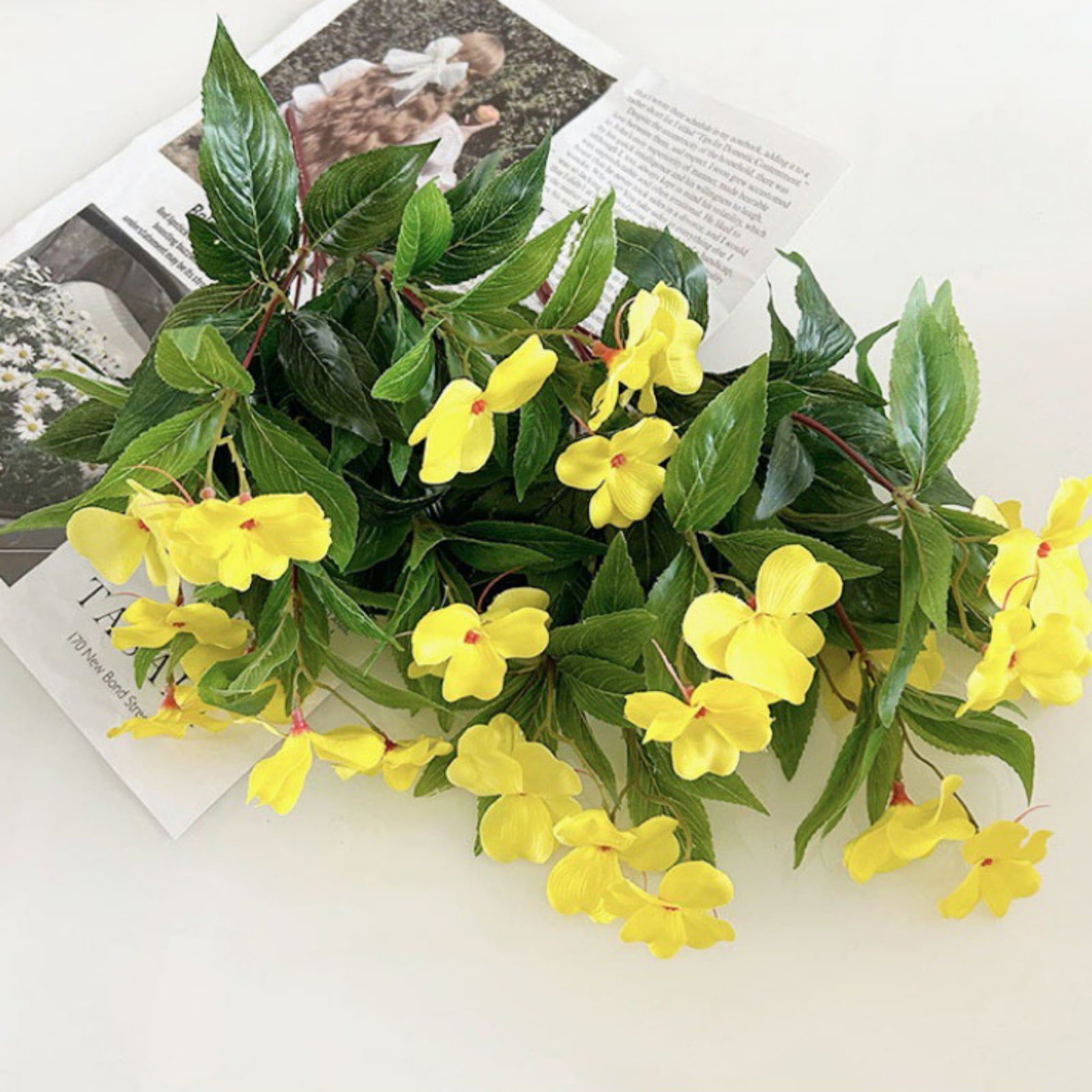 5 PCS Artificial Impatiens Flowers Silk Flowers Greenery Faux Impatiens Bushes Outdoors Indoor Patio Lawn Garden Pot Hanging Basket Porch Decor