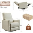 thumbnail image 2 of Swivel Rocking Recliner Chair, Beige Faux Leather Glider with High Backrest, Lumbar Support & Padded Armrests for Nursery and Living Room, 2 of 8