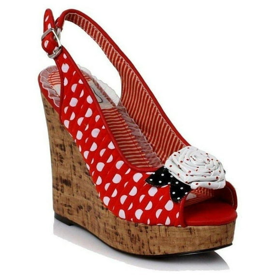 Ellie Shoes E-BP445-Josie 4 inch sandal polka dot wedge Red / 10