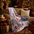 thumbnail image 3 of Canal Bridge Ballerina with Pink Blossoms, Romantic Impressionist Style for Ballet Lovers, Birthday Gift, Cozy Flannel Blanket for Bedroom and Living Room, Home Decor, 3 of 9