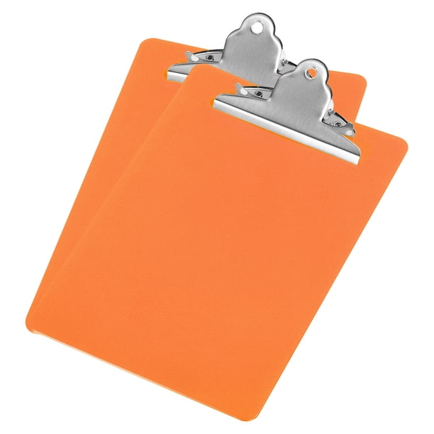 Portapapeles Duro Tablero Grande Capacidad Clip 8,9x12,6 Pulgadas A5 Carta Tamaño Poliestireno para Aula Oficina Arte, Naranja Paquete de 2 Unique Bargains portapapeles