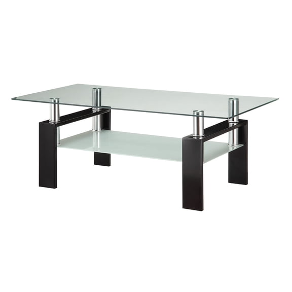 Coaster Furniture Glass Top Coffee Table with Shelf - Chrome