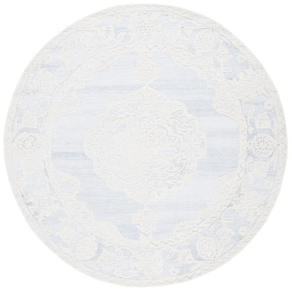 Safavieh Micro-Loop Antonio Medallion Area Rug, Ivory/Gray, 7' x 7' Round