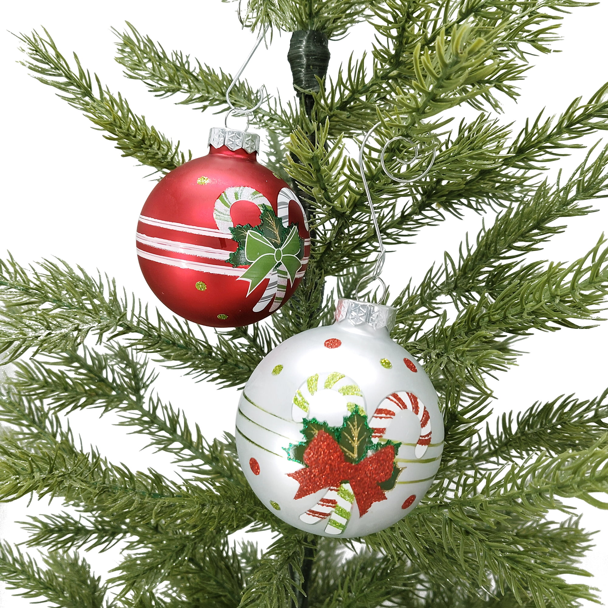 Holiday Time Dia 65mm 4Ct Candycae Glass Ornament, Holiday Time DIA 65mm 4CT CANDYCAE Glass Ornament