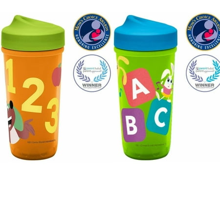 2 Pack Zak Designs Toddler 8 oz. Sippy Cups, ABC Curious Learner and 123 counting trainer 2 Pack Cup