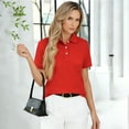 thumbnail image 4 of Hearthz Women's Golf Polo Shirts Short Sleeve 3 Buttons Collared Uniform Tops UPF 50+ Sun Protection Womens Golf Polo Shirts Red L, 4 of 5
