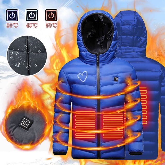 LSLJS Kids Heated Jacket, USB Intelligent Constant Temperature Heated Windproof Plus Size Coat for Children Winter 3 Heated Jacket Coat, Baby Boys' Outerwear Jackets