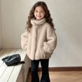 thumbnail image 4 of OGLCCG Girls Winter Coats Trendy Warm Long Sleeve Furry Faux Fur Jackets Soft Outdoor Windproof Thicken Thermal Outerwear with Pockets 5-14 Years, 4 of 8