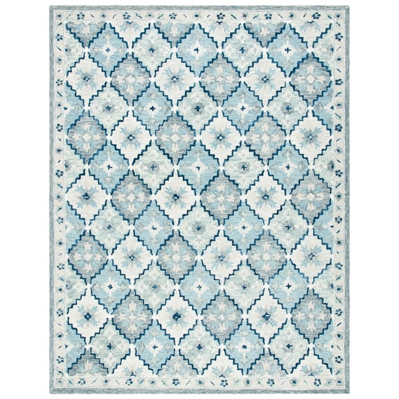 SAFAVIEH Suzani Merletta Geometric Area Rug, Blue/Grey, 8' x 10'