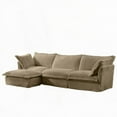 thumbnail image 2 of Modern Corduroy L-Shaped Sectional Sofa with Convertible Ottoman for Living Room (220×80×75cm), 2 of 24