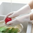thumbnail image 5 of Guantes de goma de plástico impermeables para mujer con patrón imprimible para lavar platos de cocina y limpieza del hogar con ciervo blanco Lucky Return, talla S-31 cm, 5 of 5