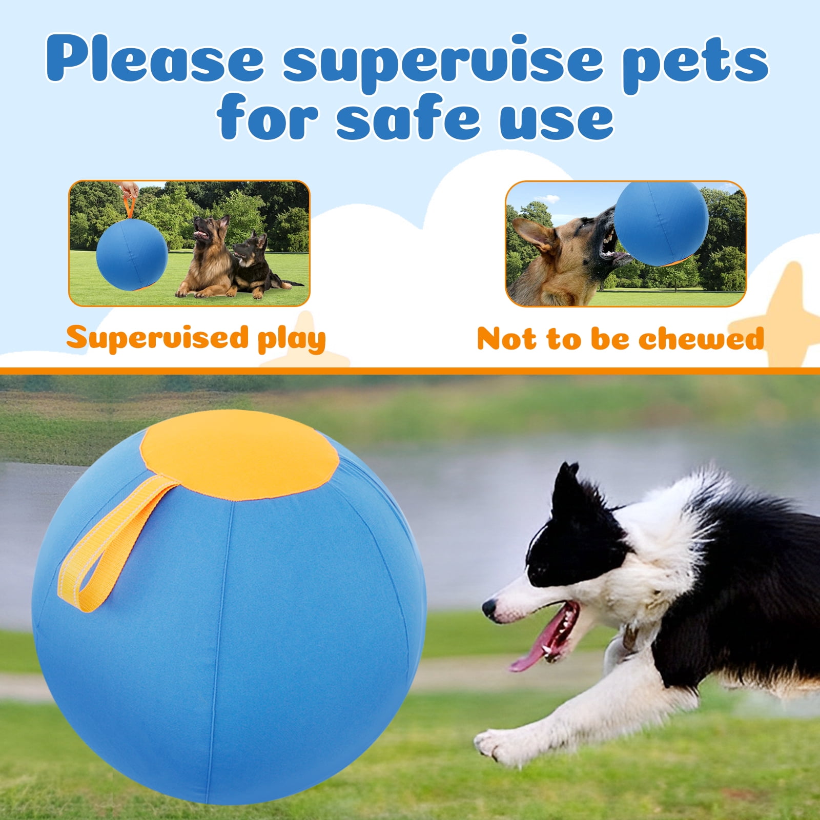 Wekvgz Herding Ball for Dogs 18inch Herding Dog Ball Agility Training Equipment Interactive Herding Horse Ball with Portable Handle Herding Dog Toys for Australian/German Shepherd