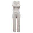 thumbnail image 3 of Women Summer 2 Piece Outfits Casual Sleeveless Sweatsuits Matching Wide Leg Tracksuits Sets Fashion Clothes Juniors Womens Wedding Pantsuits Womens Suite Rompers And Jumpsuits for Women plus Size, 3 of 4