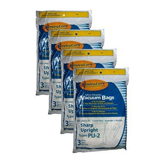12 Compatible with Sharp Pu-2 / Pu2 Allergy Vacuum Bags Upright Vacuum Cleaners EC12SWC ECT5970