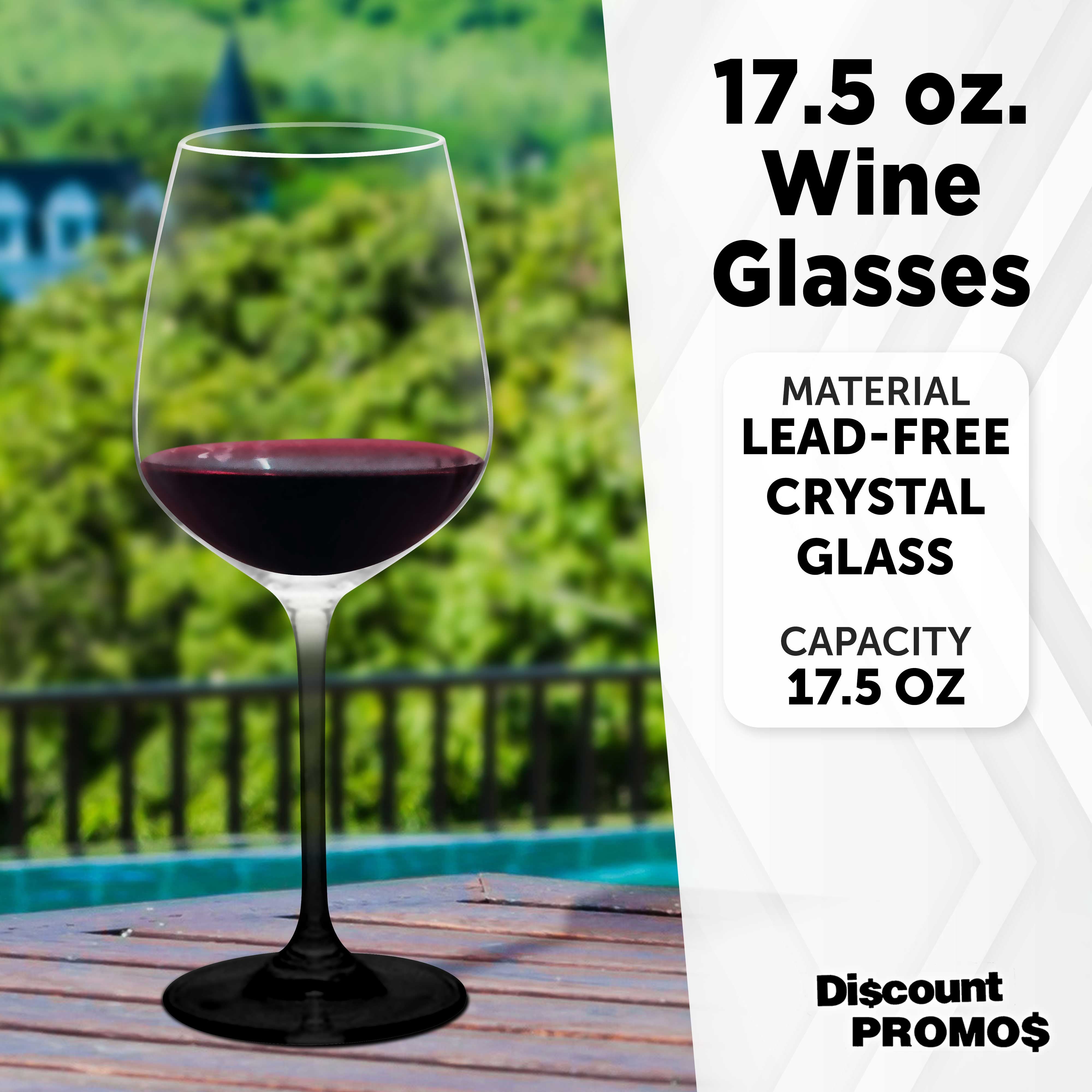 Wine Glasses 17.5 oz. Set of 12, Bulk Pack - Restaurant Glassware, Perfect for Red Wine or White Wine - Black