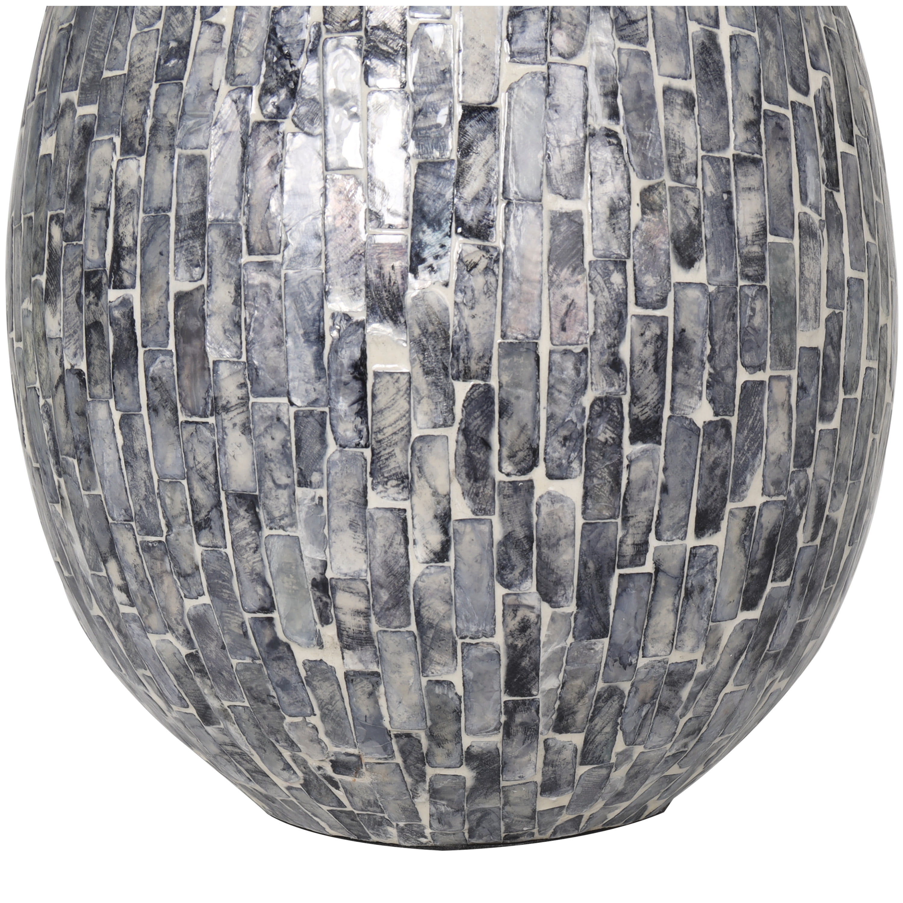 DecMode 12" Handmade Mosaic Inspired Gray Mother of Pearl Vase