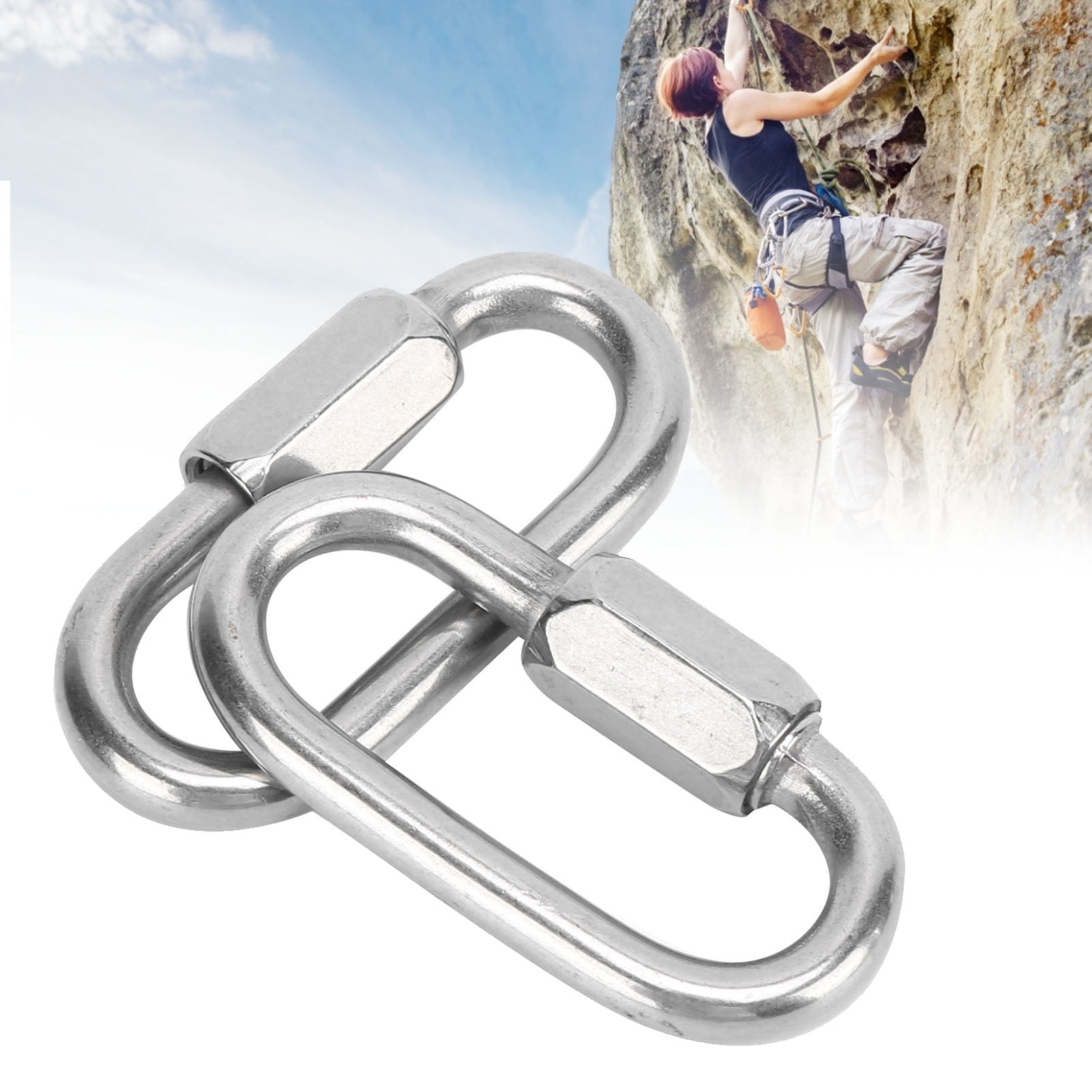 Dshape Locking Carabiner 2PCS Quick Link Stainless Steel DShape Locking Carabiner With Hex