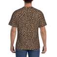 thumbnail image 3 of Vsdgher Brown Leopard Print Men's Dry Fit Mesh Athletic Shirts Moisture Wicking Tennis T-Shirt Tops, 3 of 9