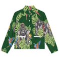thumbnail image 4 of Jackets for Women Winter Coat Jackets Flannel Stand Collar Jacket(Jungle Gorilla Parrot Print,Size:S-4XL), 4 of 7