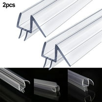 2Pcs Frameless Ultra Clear Shower Door Bottom Seal with Drip Rail - 3/8" (10mm) Thick, 36" Long Sweep