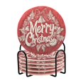 thumbnail image 2 of BZSMCE 6Pcs Drink Coasters With Holder 3.94Inch White Elegant Christmas Bell and Bowknot Pattern Creative Coil Coaster Coasters Colors Absorbent Coasters for Drinks Coasters Set Thicken Heat for Home, 2 of 7