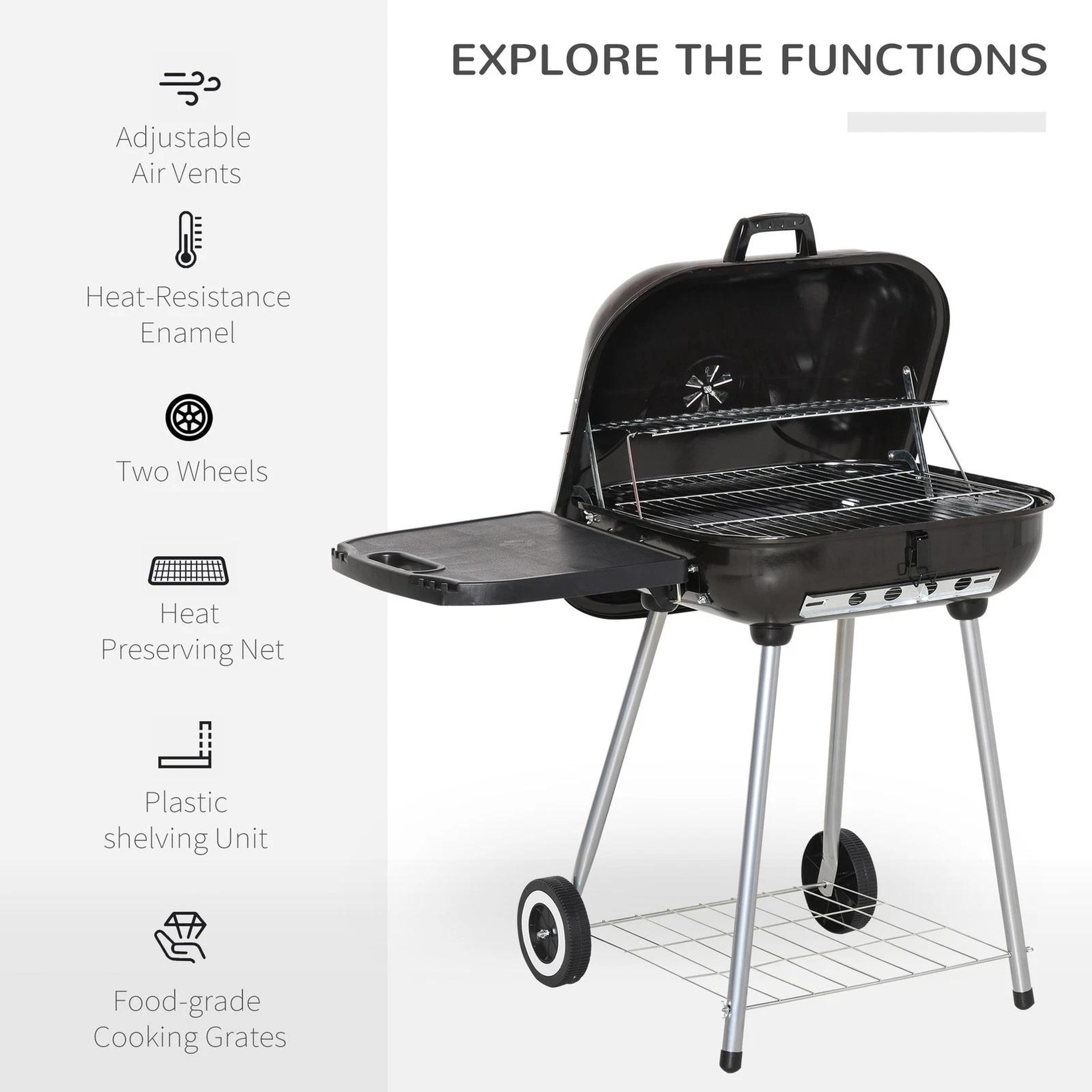 22 inch Portable BBQ Charcoal Steel Grill Camping Backyard Cooking w/Wheels