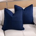 thumbnail image 1 of Chenchen Navy Blue Throw Pillow Covers 18×18 Inches Set of 2 Corduroy Boho Decorative Soft Square Striped Cushion Covers for Couch Sofa Living Room 45×45CM, 1 of 1