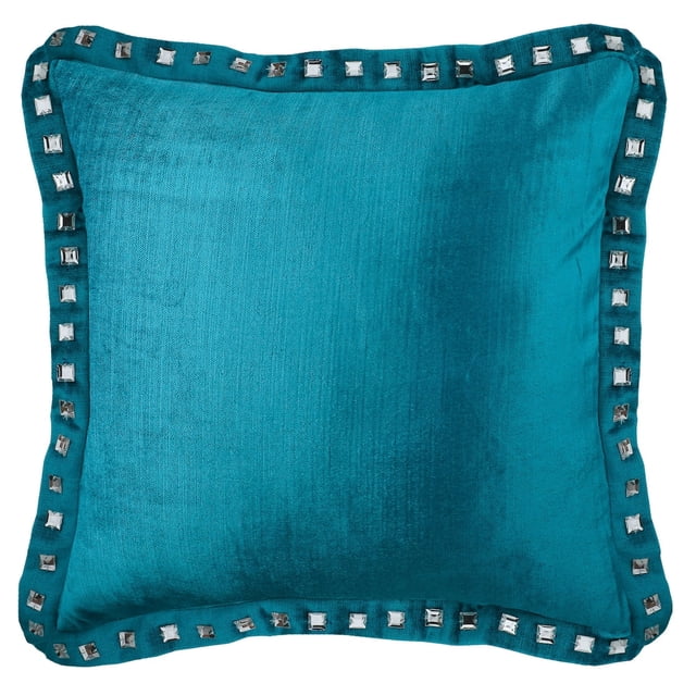 Funda de cojín decorativa de 30 x 30 cm (12 x 12 pulgadas) azul, funda de terciopelo, hecha a mano, color liso - Crystal Palace azul turquesa