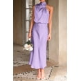 thumbnail image 4 of Vestido PRETTYGARDEN Satén Sin Mangas Cuello Simulado Morado XL, 4 of 8