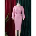 thumbnail image 4 of Pink Dress With 3D Floral Waist Detail Long Sleeve, 4 of 28