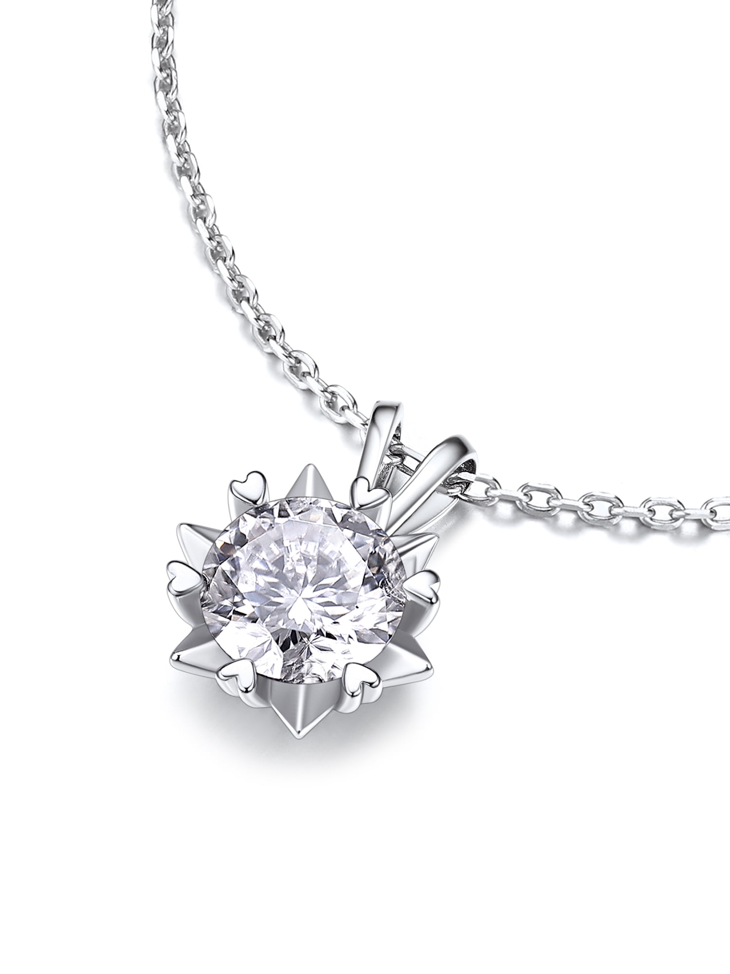 MomentWish 1Carat Moissanite Necklace for Women, VVS1 Simulated Diamond 925 Sterling Silver Necklace,Anniversary Gifts for Wife