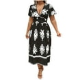 thumbnail image 1 of Vestido de Verano de Manga Corta para Mujeres Moda Sexy Tamaño Grande Impresión Plegado Cuello en V, Playa Casual Y Vestido de Fiesta, 1 of 6