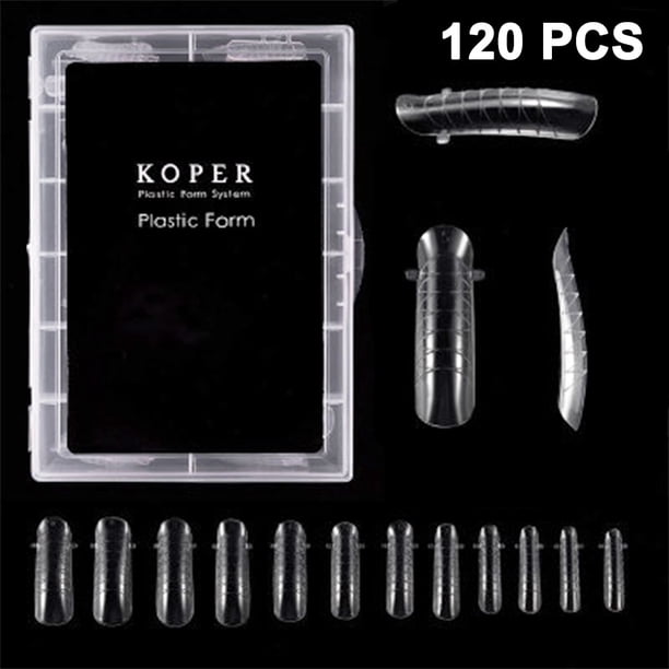 120 piezas/estuche de gel para extensión de uñas, formas duales, molde para extensión de uñas, cobertura total transparente, puntas de uñas postizas, formas duales, formas de uñas acrílicas