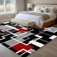 thumbnail image 4 of Red Black Geometric Area Rugs 5'x8', Washable Small Throw Rugs for Classroom Bedroom, Modern Color Block Abstract Indoor Outdoor Rug Non-Slip Low Pile Carpet Runner Reversible Floor Mats, 4 of 8