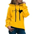thumbnail image 2 of Women's Graphic Hoodies Cute Love Heart Print Drawstring Long Sleeve Sweatshirt Fall Casual Pullover Outfits Tops with Pockets, 2 of 3