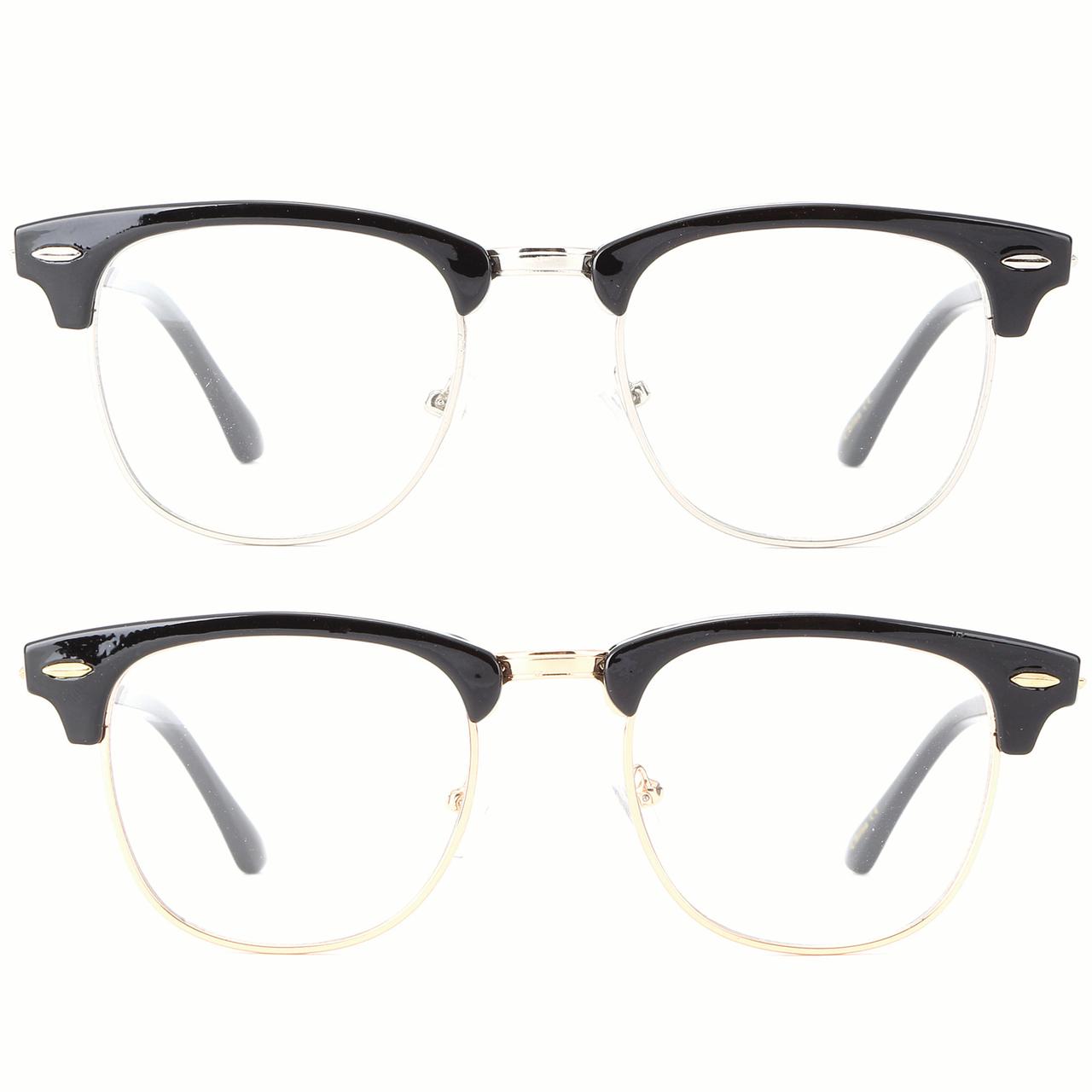 2 Pairs Newbee Fashion - Vintage Oval Stylish Retro Celebrity Classic Half Frame High Fashion Clear Lens Glasses - image 1 of 1