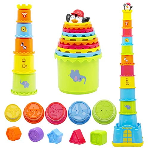 Moontoy Stacking Cups Baby Stacking Toys For Toddlers 1 3 Colorful Nesting And Sorting Cups Baby