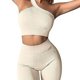 thumbnail image 4 of Traje de yoga de tres piezas para correr, fitness y deportes, con hilo sin costuras, de color sólido, sexy y hermoso, 4 of 4