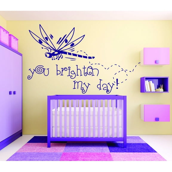 Living Room Art You Brighten My Day! Dragonfly Insect Baby Girl Kids Daycare Preschool 12x18"