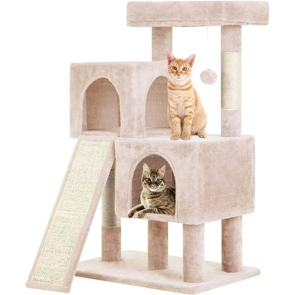 BestPet 36" Cat Tree, Tower with Scratching Posts, Multi-Level Furniture, Cat Cave & Toys, Beige