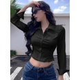 thumbnail image 1 of Blusa De Manga Larga Ajustada Con Encaje Negro-2 Para Mujer, 1 of 29