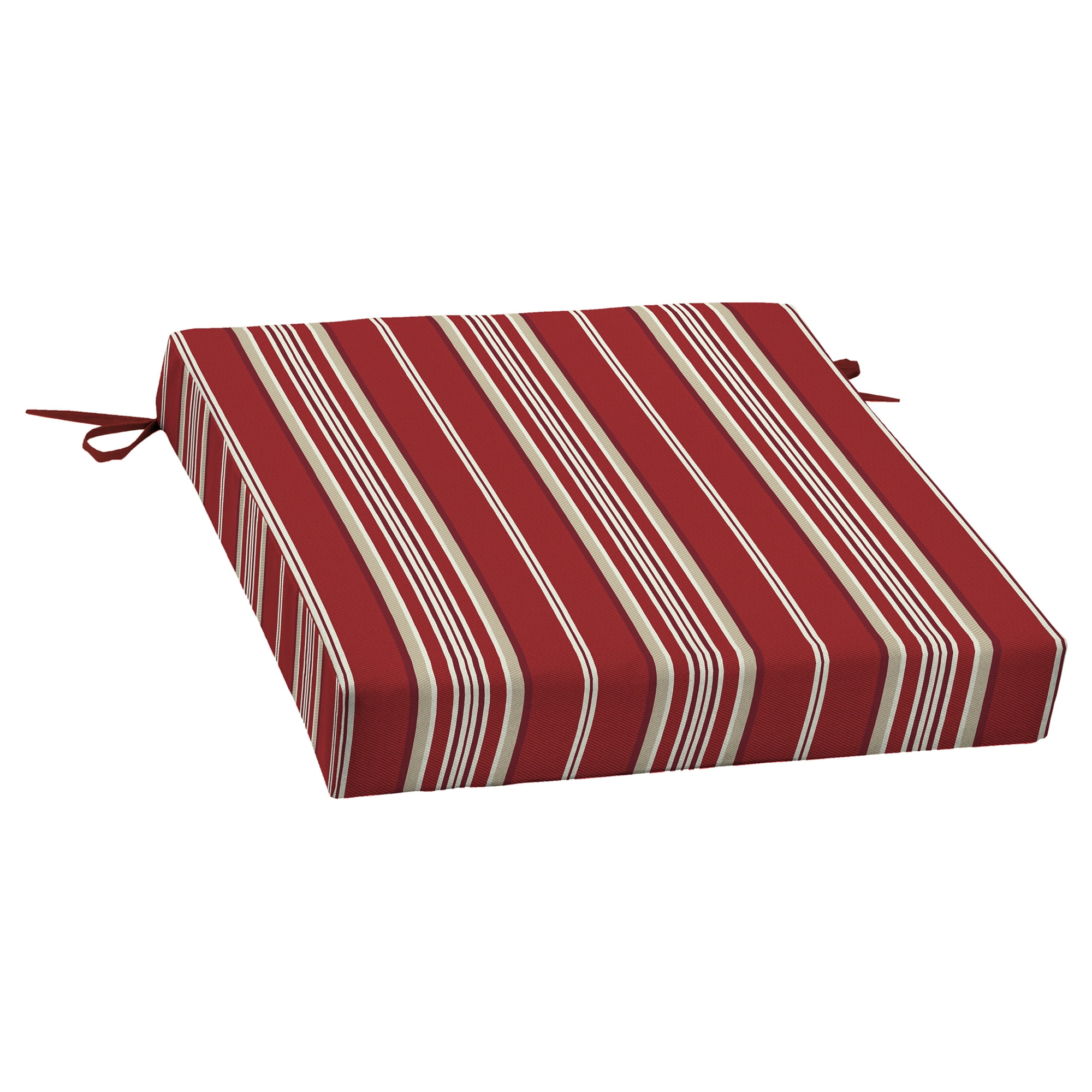 Better Homes & Gardens Red Stripe 21 x 21 in. Outdoor Dining Seat Cushion with EnviroGuard 