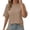Khaki, variant on Women's Short Sleeve T-Shirt, Oversized Loose Fit Casual Top, Lace Patchwork Design Summer Blouse for Daily Fashion Wear