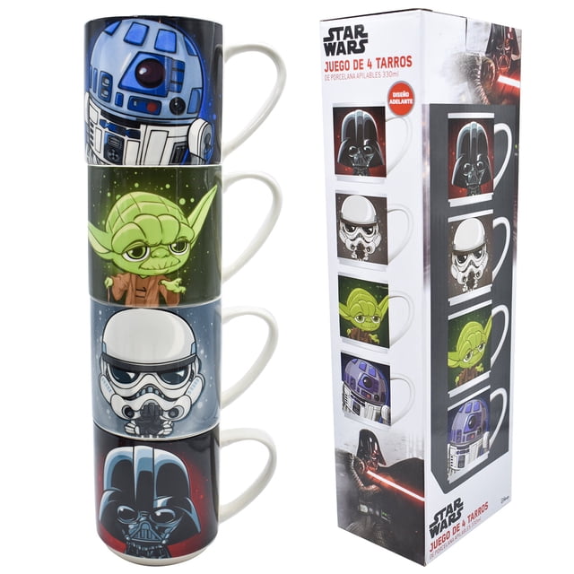 Juego De 4 Tazas Apilables Porcelana Star Wars 330 ml
