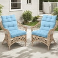 thumbnail image 3 of INTER HUT 46 x 22 in Patio High Back Cushions (Set of 2), Adirondack Rocking Chair Cushions Rocking Chair Cushion with Ties, Light Blue, 3 of 9