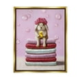 thumbnail image 3 of Stupell Industries Cute Baby Rabbit on Bath Towels Soap Bubbles Metallic Gold Framed Floating Canvas Wall Art, 24x30, by Lucia Heffernan, 3 of 5