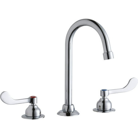 Elkay LK800GN05T4 Elkay 8" Centerset with Concealed Deck Faucet with 5" Gooseneck Spout 4" Wristblade Handles Chrome