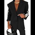 thumbnail image 1 of Conjunto de Dos Piezas para Mujer 2025: Blusa A Rayas con Botones Laterales y Pantalones con Bolsillos, Conjunto Informal Negro S, 1 of 10