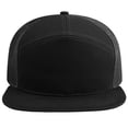 thumbnail image 2 of Toptie 7 Panel Trucker Cap Adjustable Snapback Flat Bill Mesh Back Hip Hop Hat-Black, 2 of 7