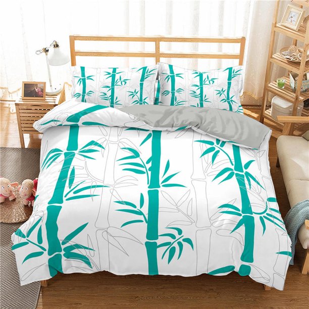 Lucky Bamboo Doona Cover Botanical, Colcha Blanca Juego de Cama para Dormitorio